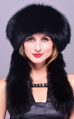 B040-1 2015 High quality elegant fox fur hat genuine leather millinery winter